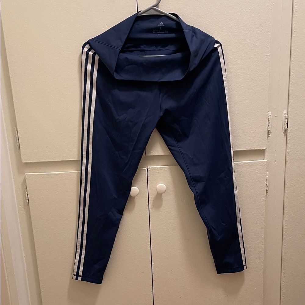 Adidas Dark Blue Track Pants with White Accents